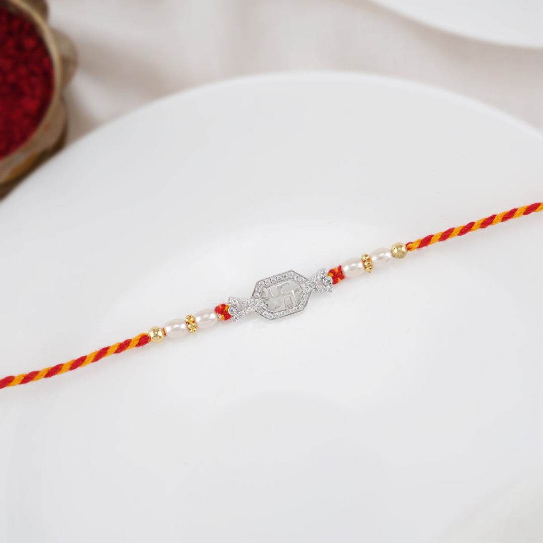 Pure 92.5 Silver Aspecious Silver Rakhi | SHOBITAM