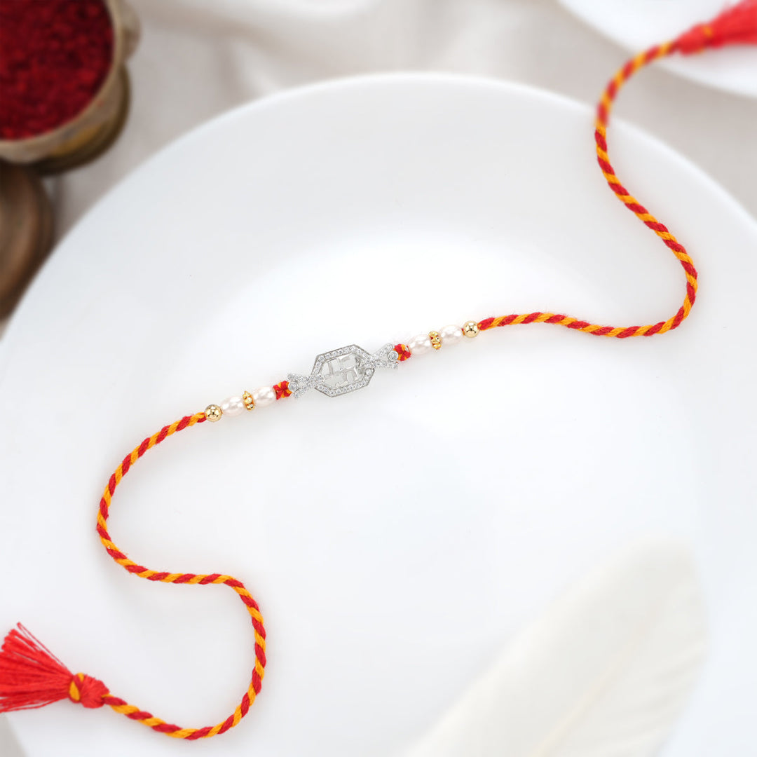 Pure 92.5 Silver Aspecious Silver Rakhi | SHOBITAM