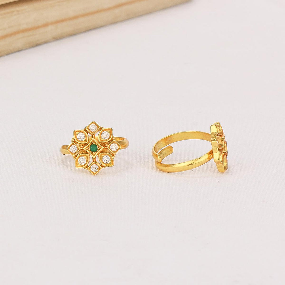 92.5 Silver, Gold Plated Rushanika Toe Ring | SHOBITAM