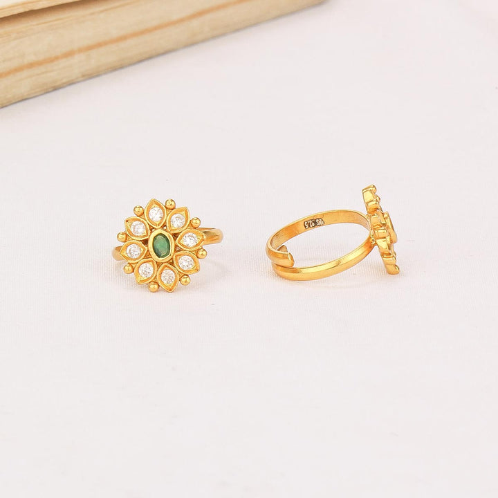 92.5 Silver, Gold Plated Pansy Toe Ring | SHOBITAM