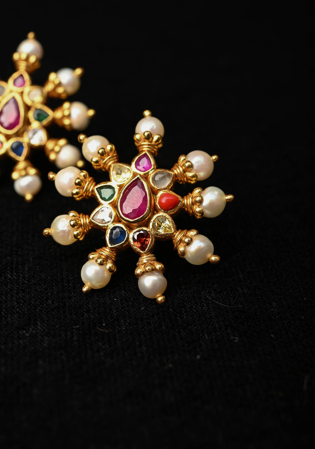 92.5 Pure Silver, 24 kt Gold-Plated  Navaratna Stone Studs