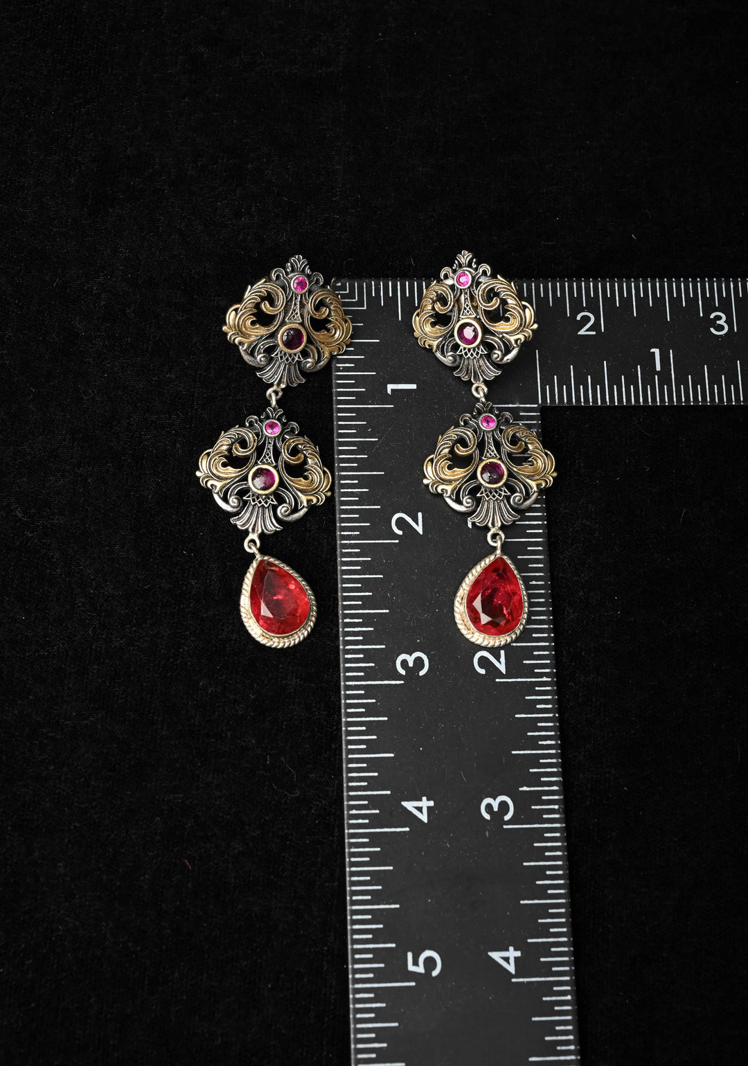 92.5 Pure Silver, Dual Tone _ Ozxidized Silver and Antique Gold finish Earrings