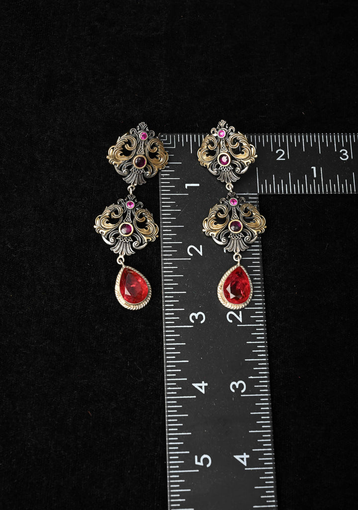 92.5 Pure Silver, Dual Tone _ Ozxidized Silver and Antique Gold finish Earrings