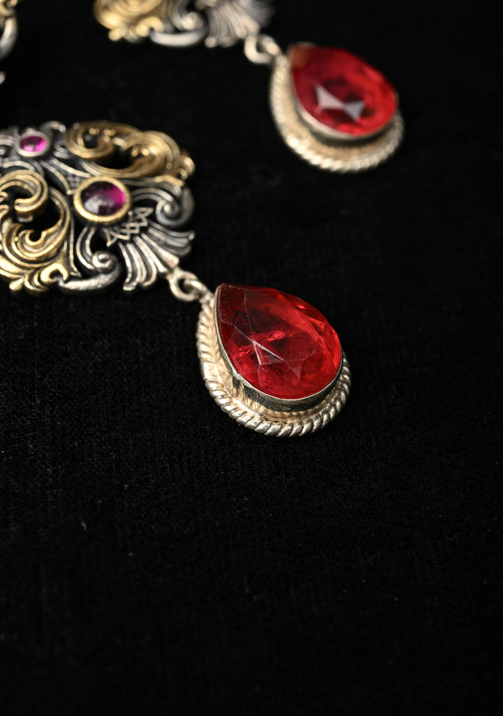 92.5 Pure Silver, Dual Tone _ Ozxidized Silver and Antique Gold finish Earrings
