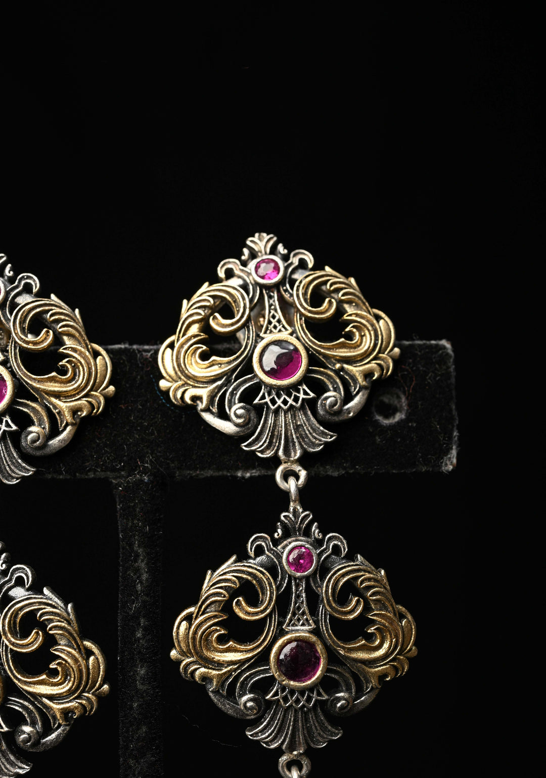 92.5 Pure Silver, Dual Tone _ Ozxidized Silver and Antique Gold finish Earrings