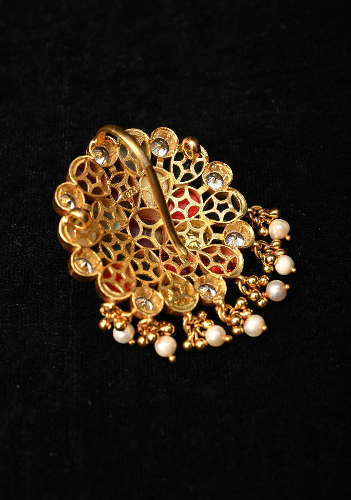92.5 Pure Silver, 24 kt Gold-Plated Attractive Navaratna Stone Pendant