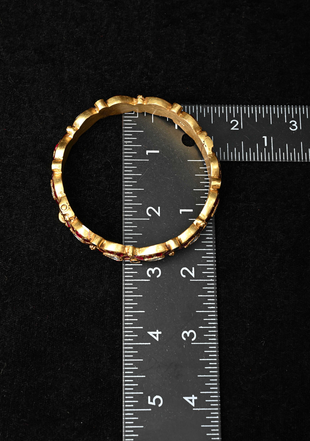 92.5 Pure Silver, 24 kt Gold-Plated Srikitha Kundan Pair Bangle - 2.6"