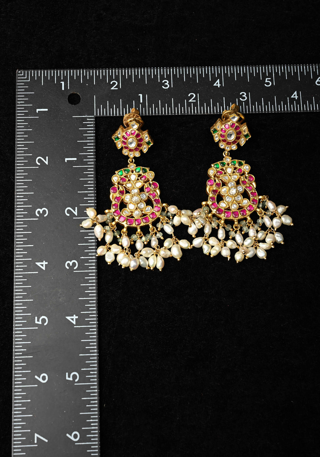92.5 Pure Silver, 24 kt Gold-Plated Charvi Kundan Long Earrings