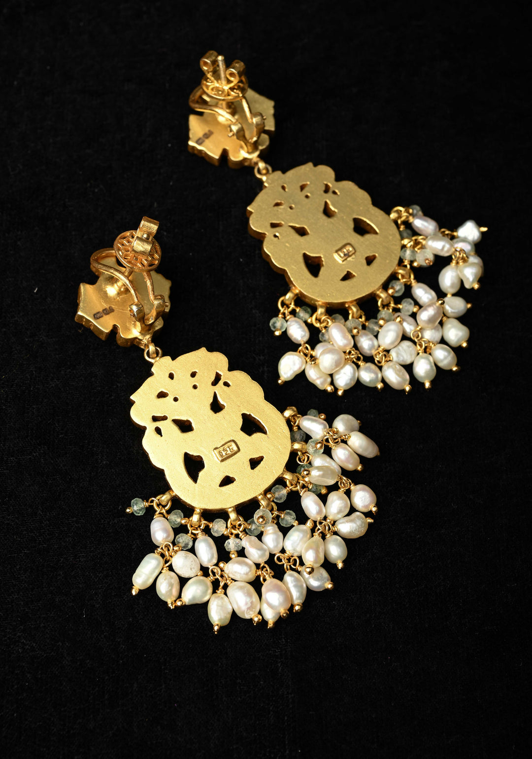 92.5 Pure Silver, 24 kt Gold-Plated Charvi Kundan Long Earrings
