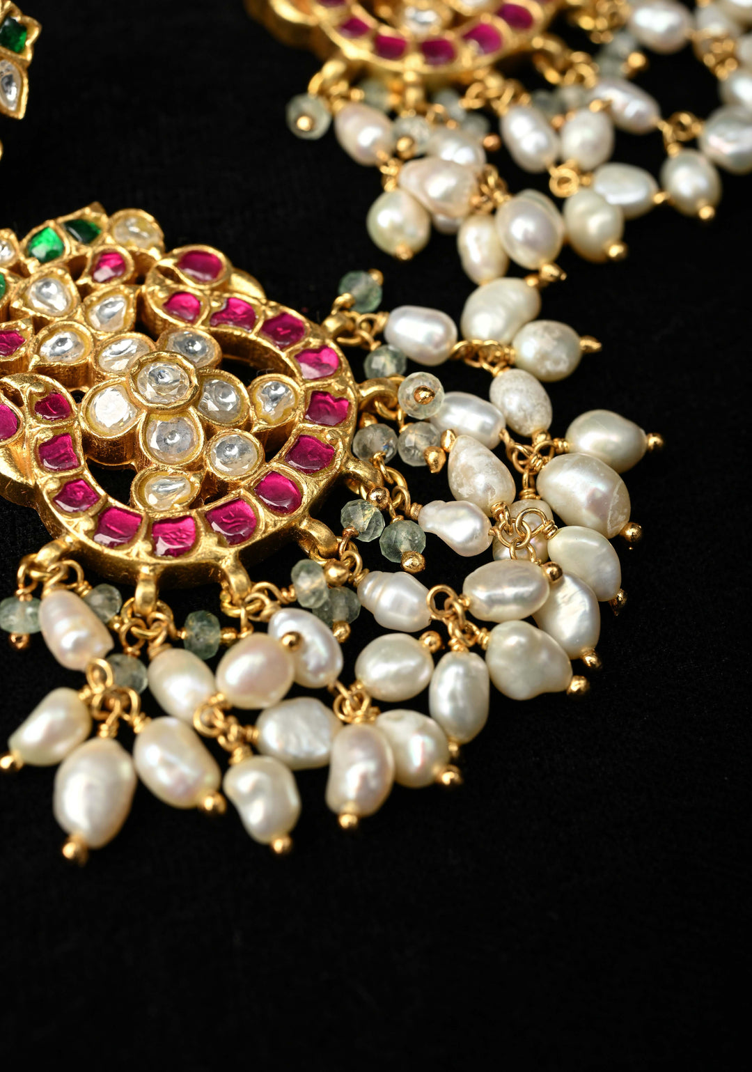 92.5 Pure Silver, 24 kt Gold-Plated Charvi Kundan Long Earrings