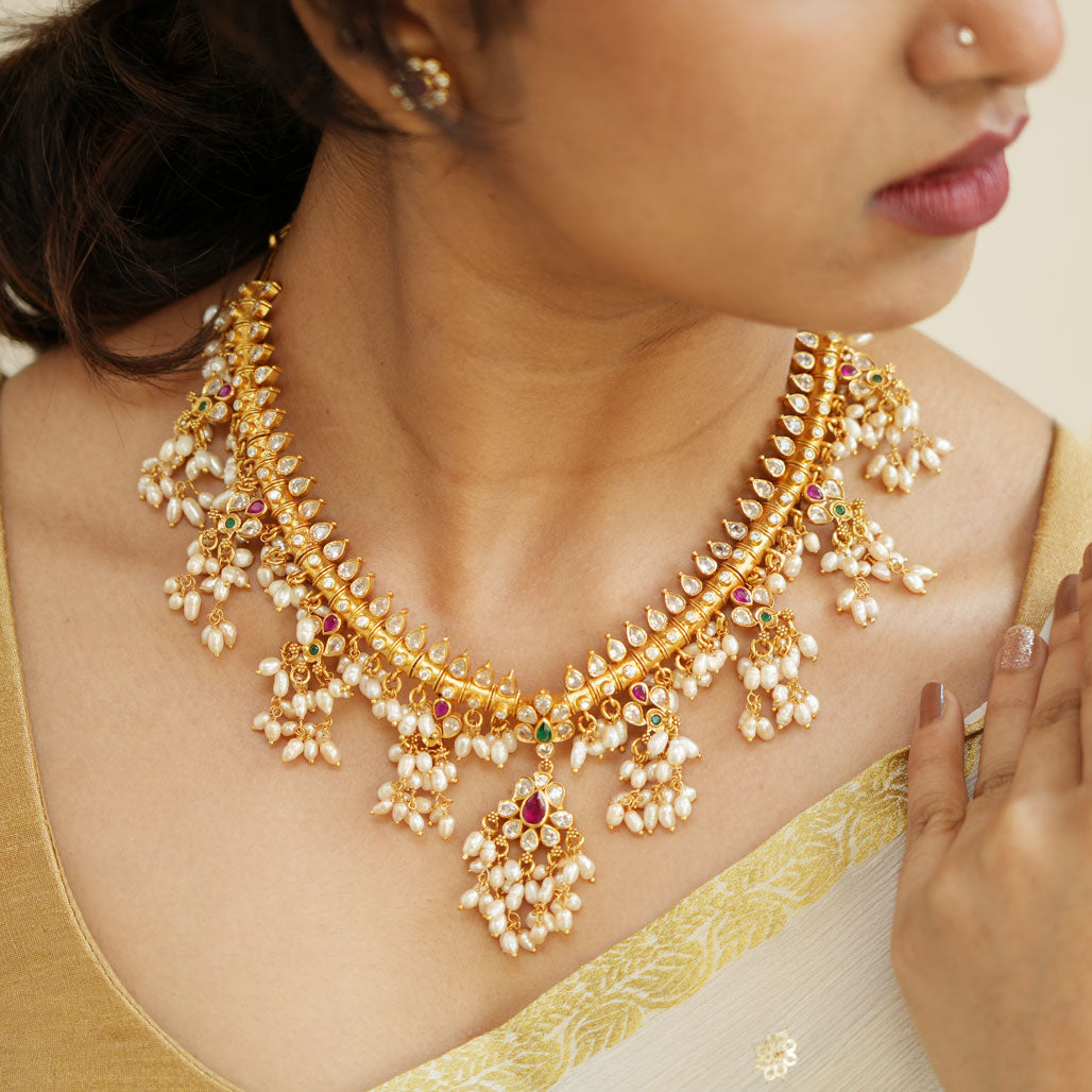 Pure 92.5 Silver Lakhi Guttapusalu Necklace | SHOBITAM