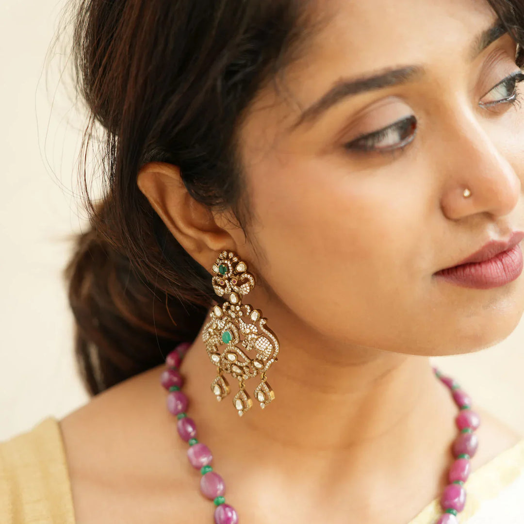 92.5 Silver,Samyuktha Victorian Necklace Set