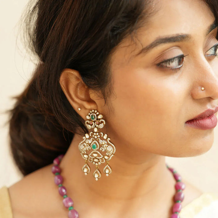 92.5 Silver,Samyuktha Victorian Necklace Set
