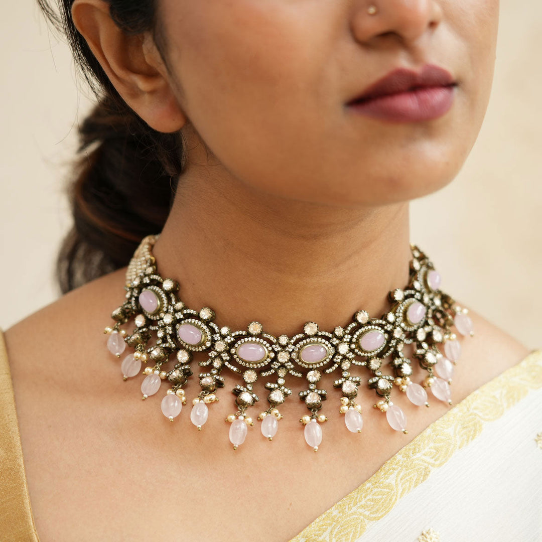 Pure 92.5 Silver Style Icon Victorian Choker Set | SHOBITAM