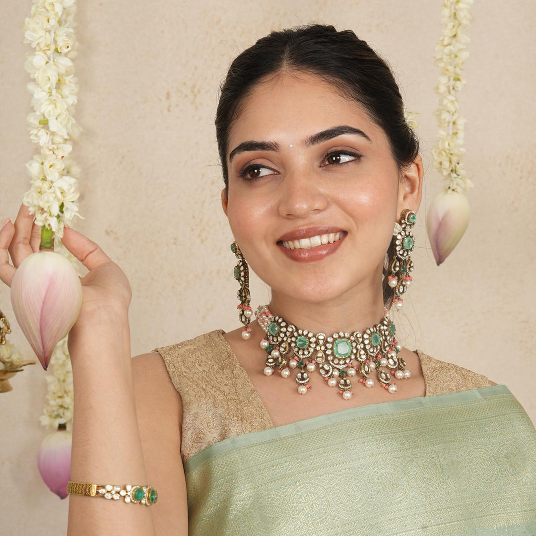 Pure 92.5 Silver Nithilya Victorian Choker Set | SHOBITAM