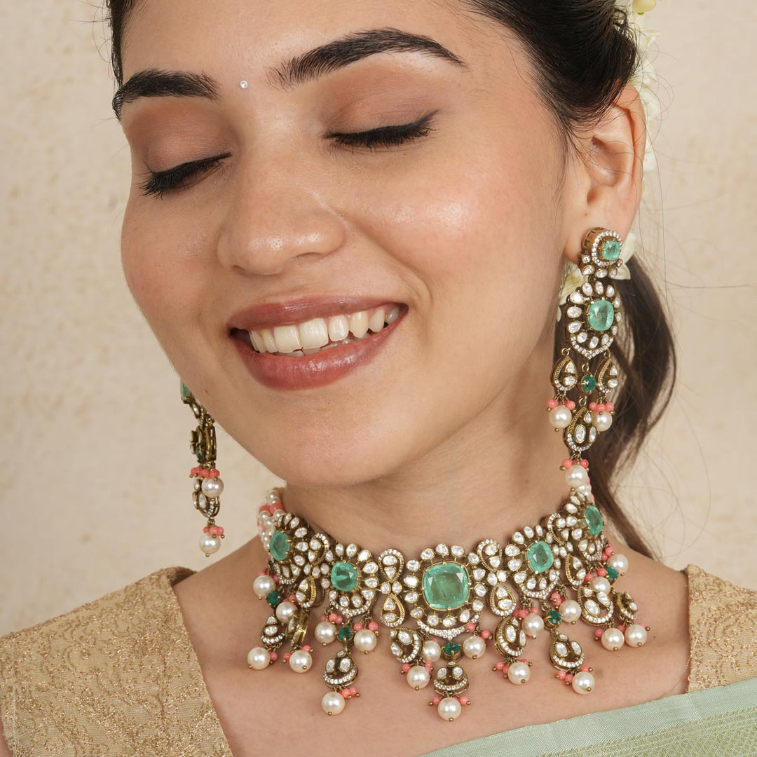 Pure 92.5 Silver Nithilya Victorian Choker Set | SHOBITAM