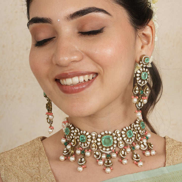 Pure 92.5 Silver Nithilya Victorian Choker Set | SHOBITAM
