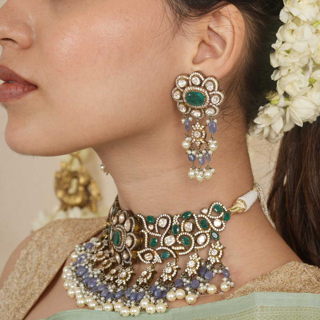 Pure 92.5 Silver Iconic Style Victorian Choker Set | SHOBITAM