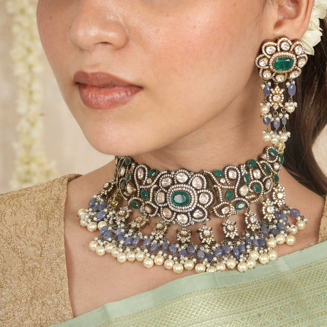 Pure 92.5 Silver Iconic Style Victorian Choker Set | SHOBITAM