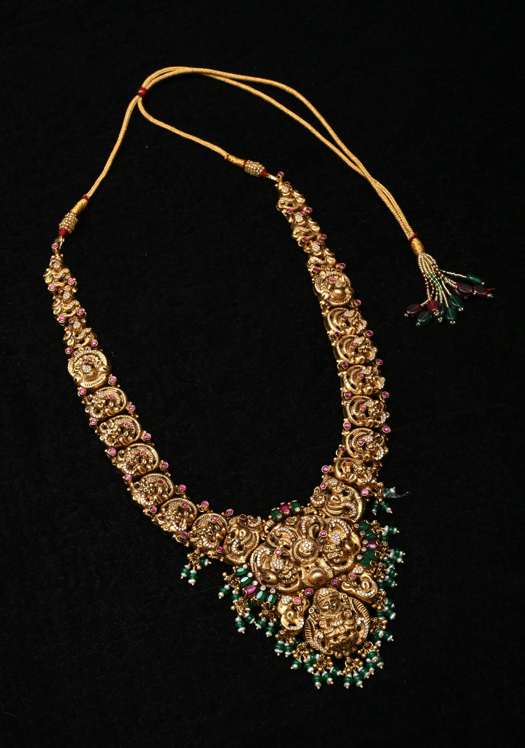 92.5 Silver 24 kt Gold-Plated Lakshmi Antique Gold Nagas Haram