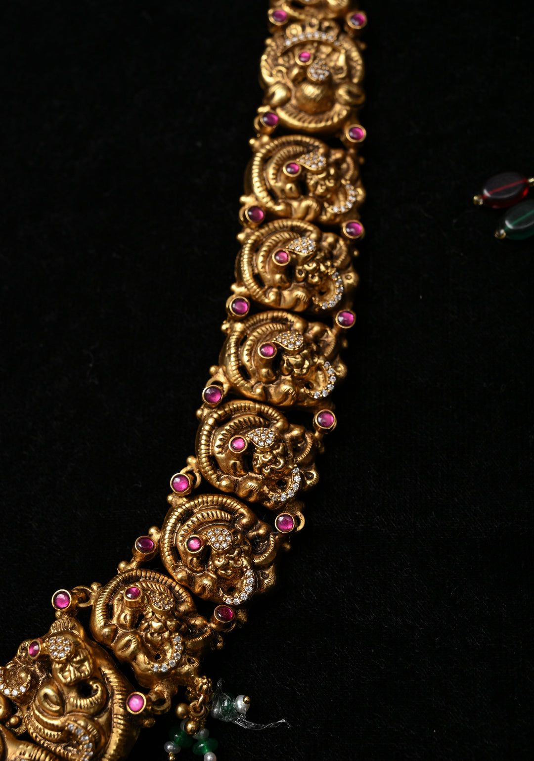 92.5 Silver 24 kt Gold-Plated Lakshmi Antique Gold Nagas Haram