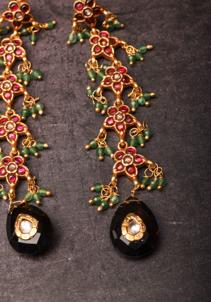 92.5 Silver Nasira Kundan Long Earrings