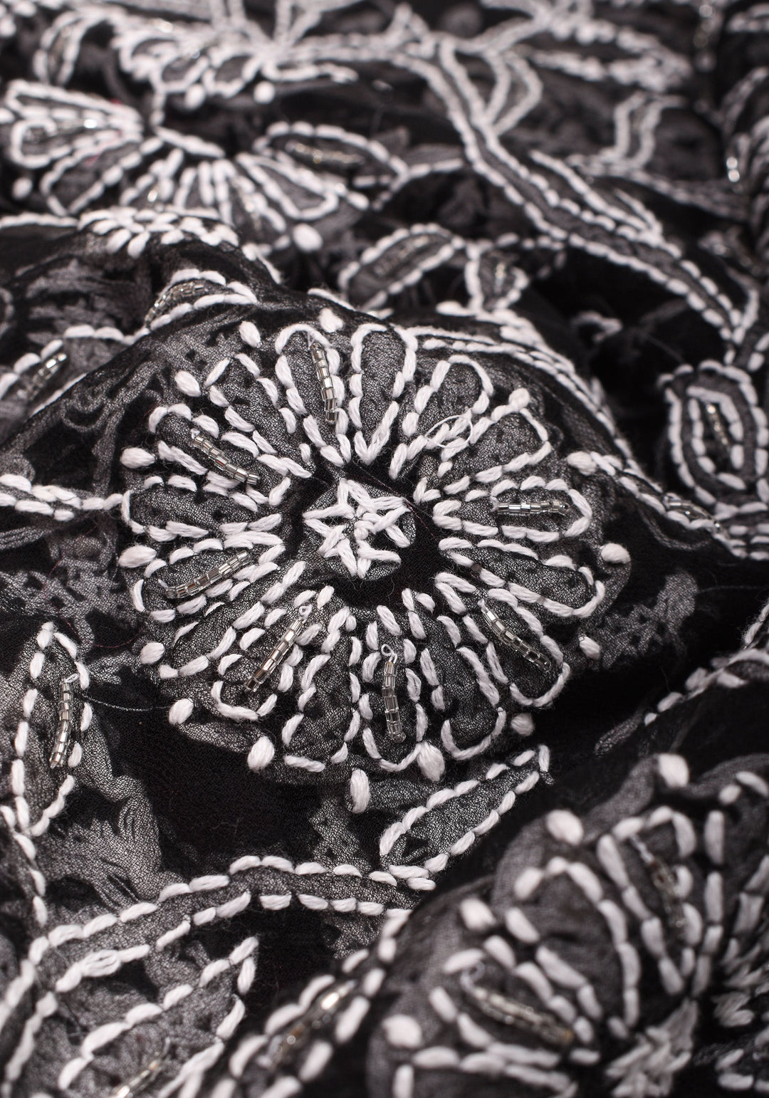 Fusion Saree with Black Chikankari Hand embroidered saree with Pink Kanjivaram Appliqued Borders and Pallu