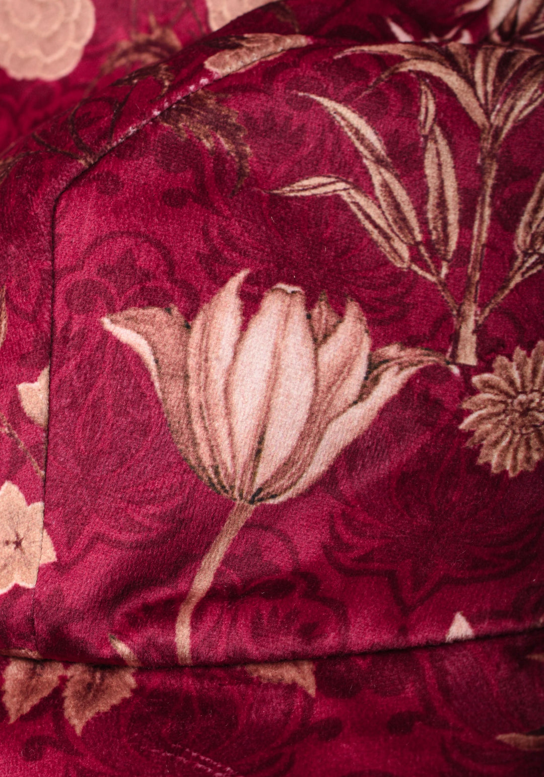 Maroon Velvet Floral Print Blouse with full sleeves for saree