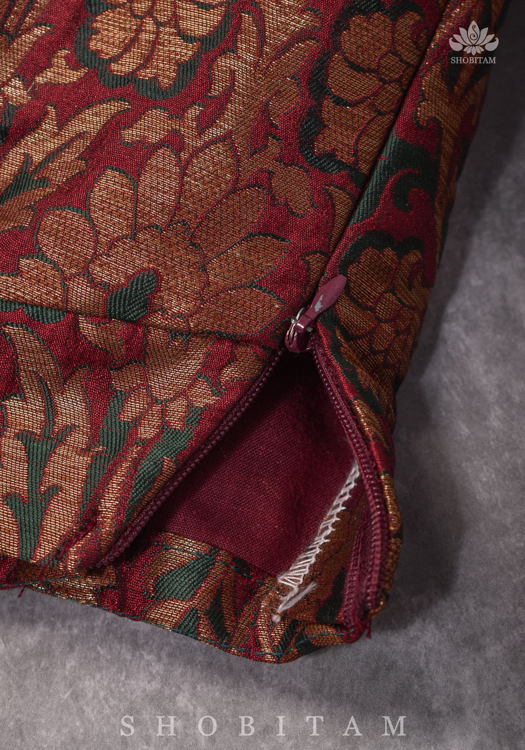 Made to measure:  Meenakari Brocade Blouse net round panel with zardosi work.