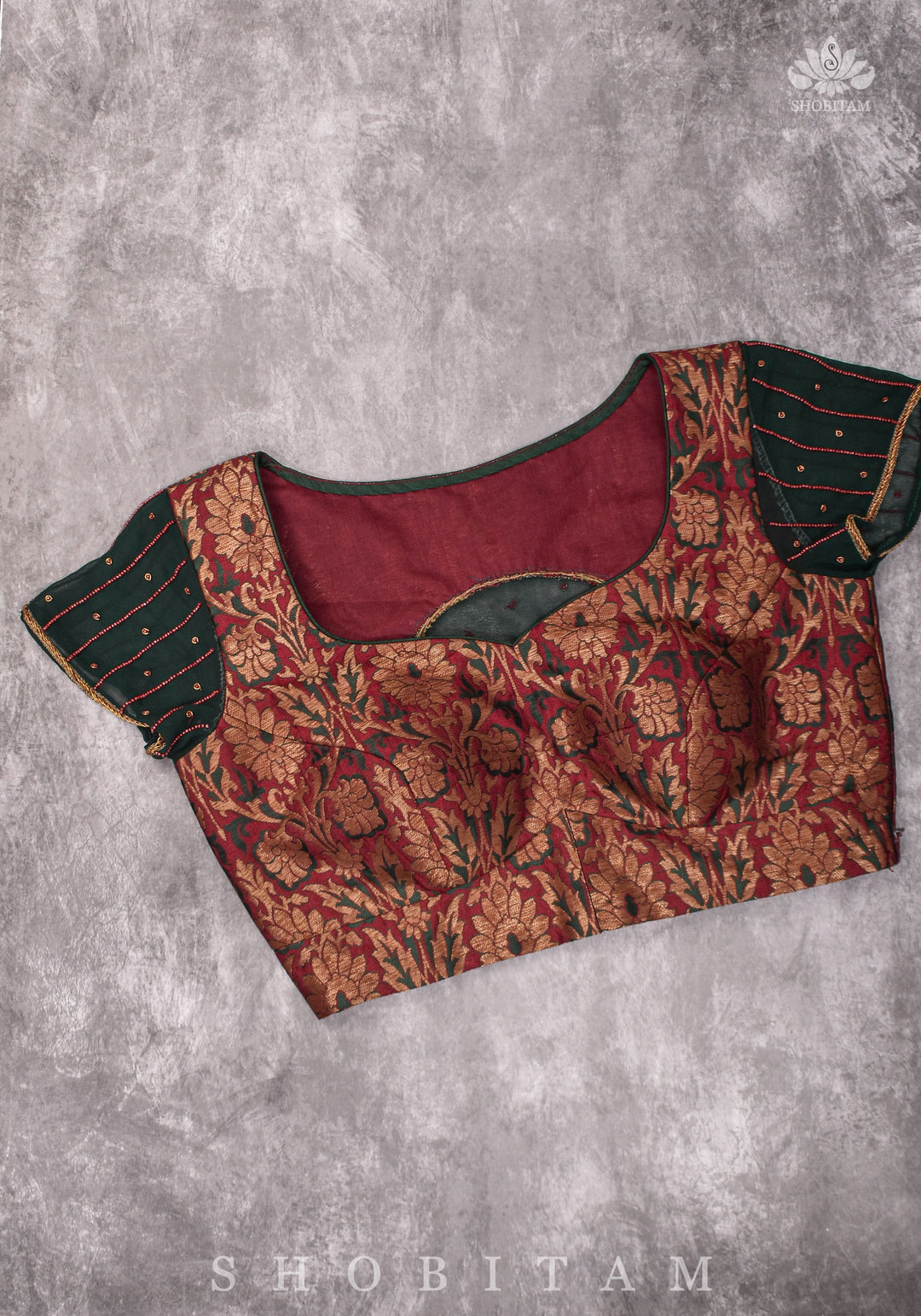 Made to measure:  Meenakari Brocade Blouse net round panel with zardosi work.