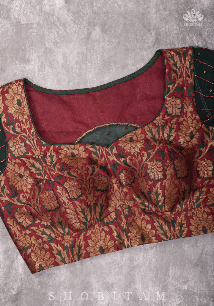 Made to measure:  Meenakari Brocade Blouse net round panel with zardosi work.