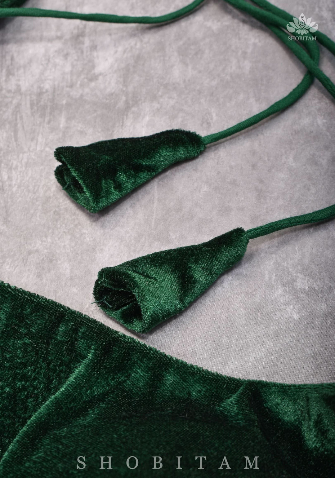 Size 36 Bottle Green Velvet Sleeveless Blouse | SHOBITAM