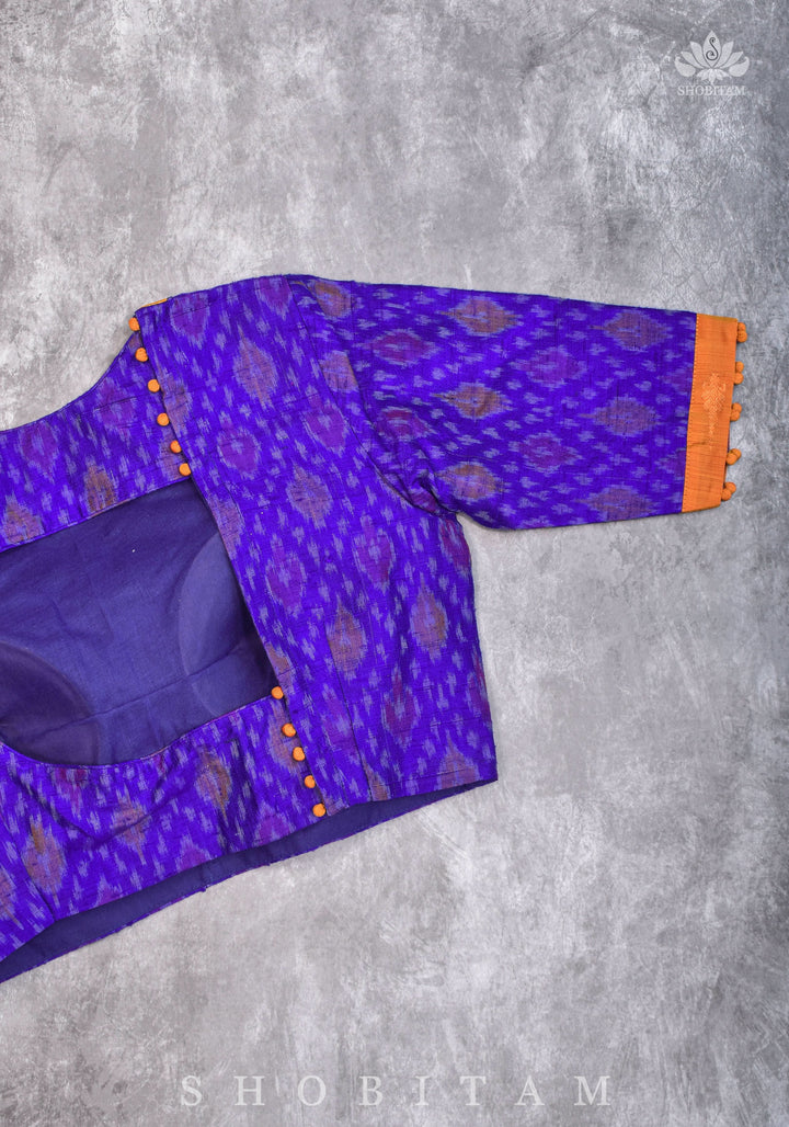 Asymmetric Cutout Pure Silk Ikkat Raw Silk and kanjivaram Silk brocade Fusion Blouse