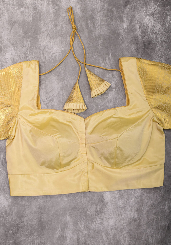 16" Zari Sleeves Kanjivaram  Silk Blouse in Off White | Made to Order