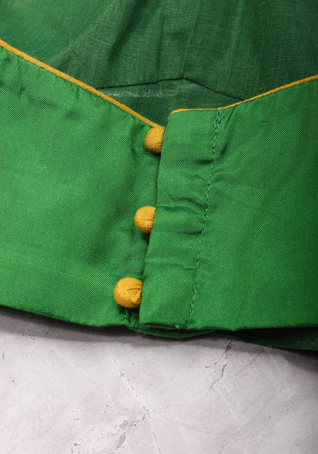 16" Zari Sleeves Silk Blouse in Green with Zari  Sleeve | Made to Order