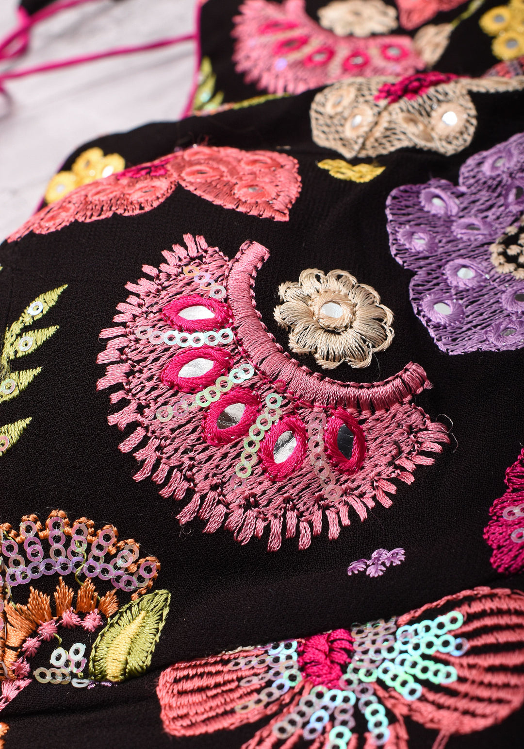 Made to Order: Georgette Embroidery Blouse in Black