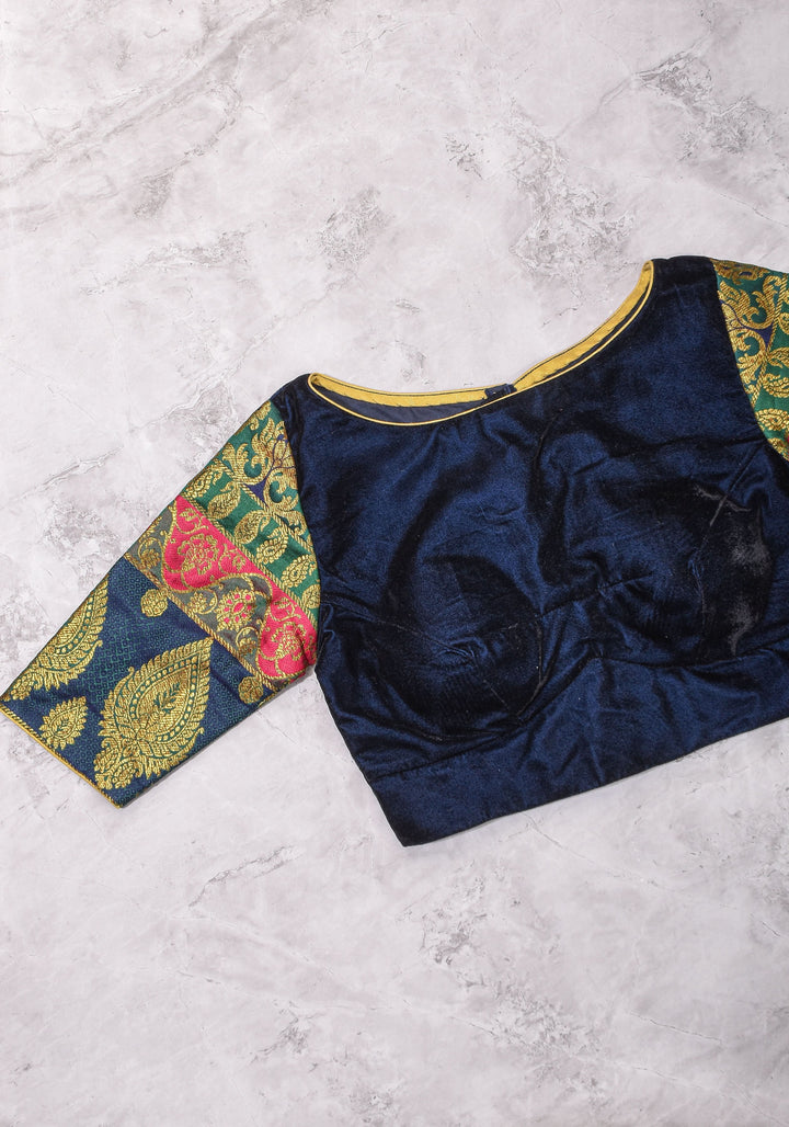 Size 32 : Regal Velvet and Banarasi multihue Sleeves Blouse