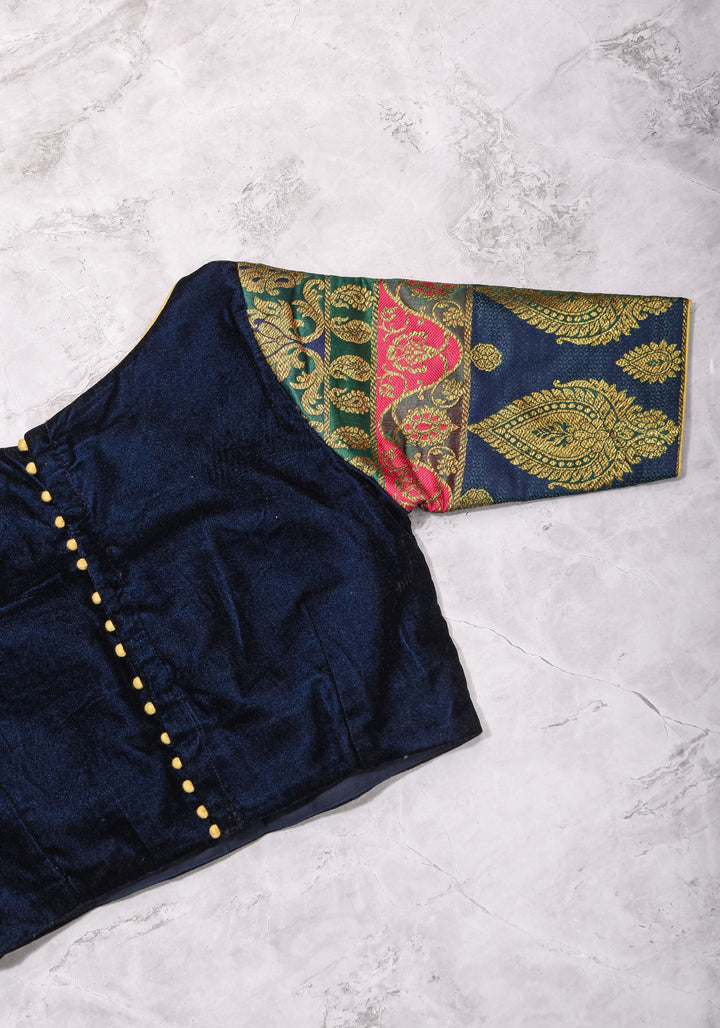 Size 32 : Regal Velvet and Banarasi multihue Sleeves Blouse