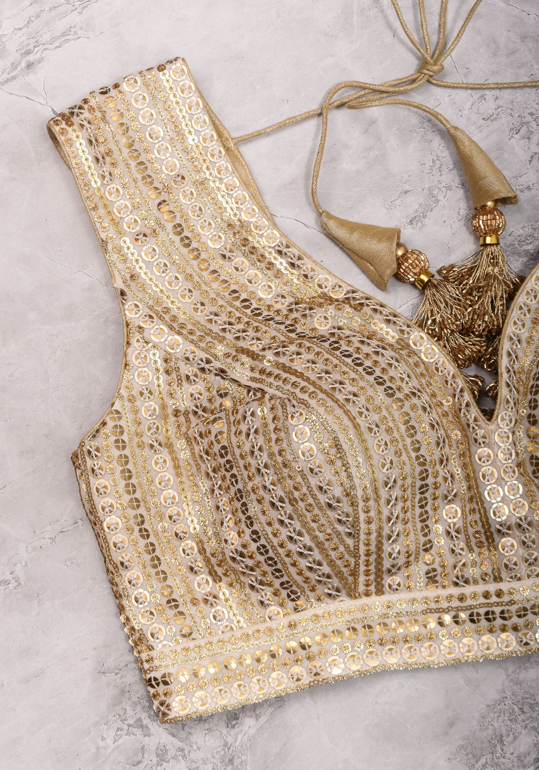 3 Tone sequins, Curved V  sleeveless blouse, sleeve option possible, Made to Order