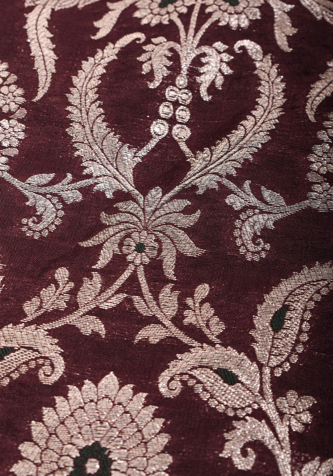 Maroon Silk with Banarasi Silver brocade Yoke with cutout design mix and match blouse for saree, Made to Order
