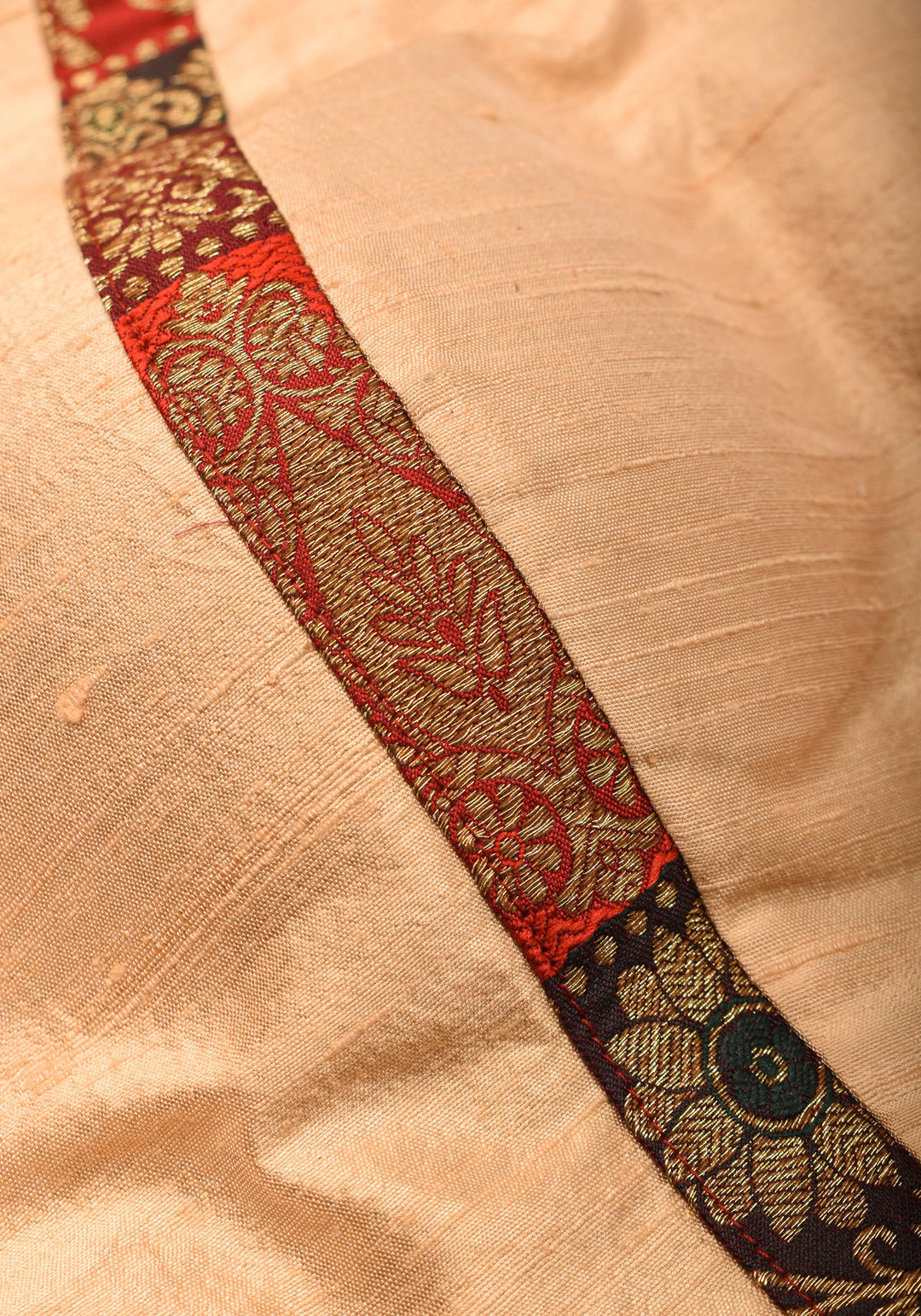 Ivory pure Raw silk blouse with Banarasi trim and potli button detailing,  sleeve option available, Made to Order