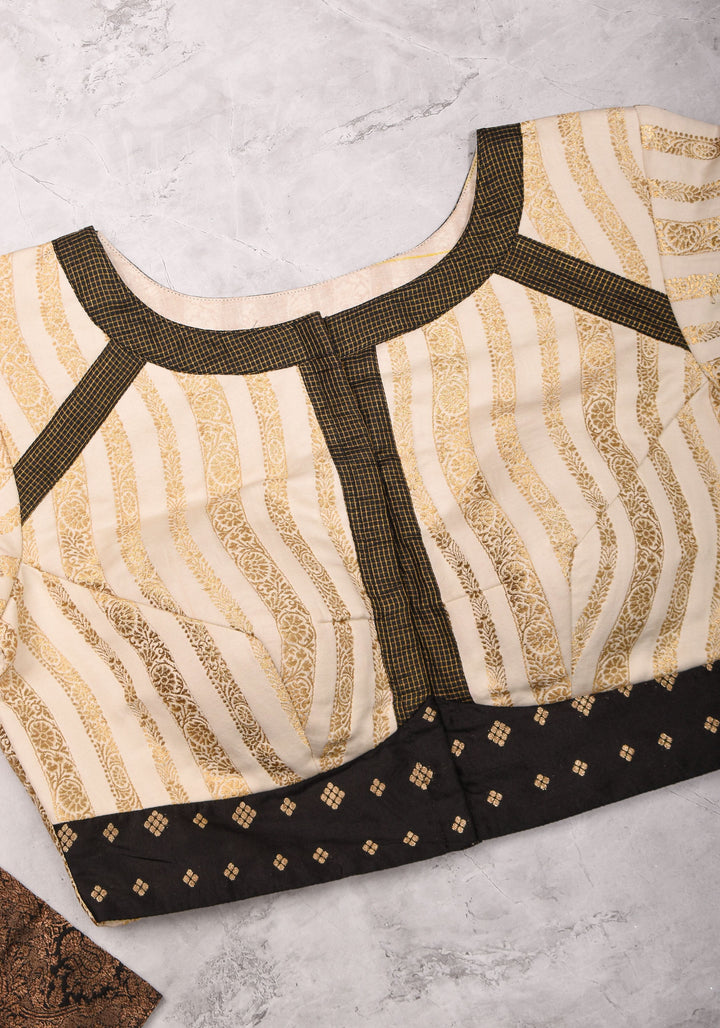 Ivory and Black Bandgala & Full sleeves blouse with Paisley Zardosi Hand embroidery, Made to Order