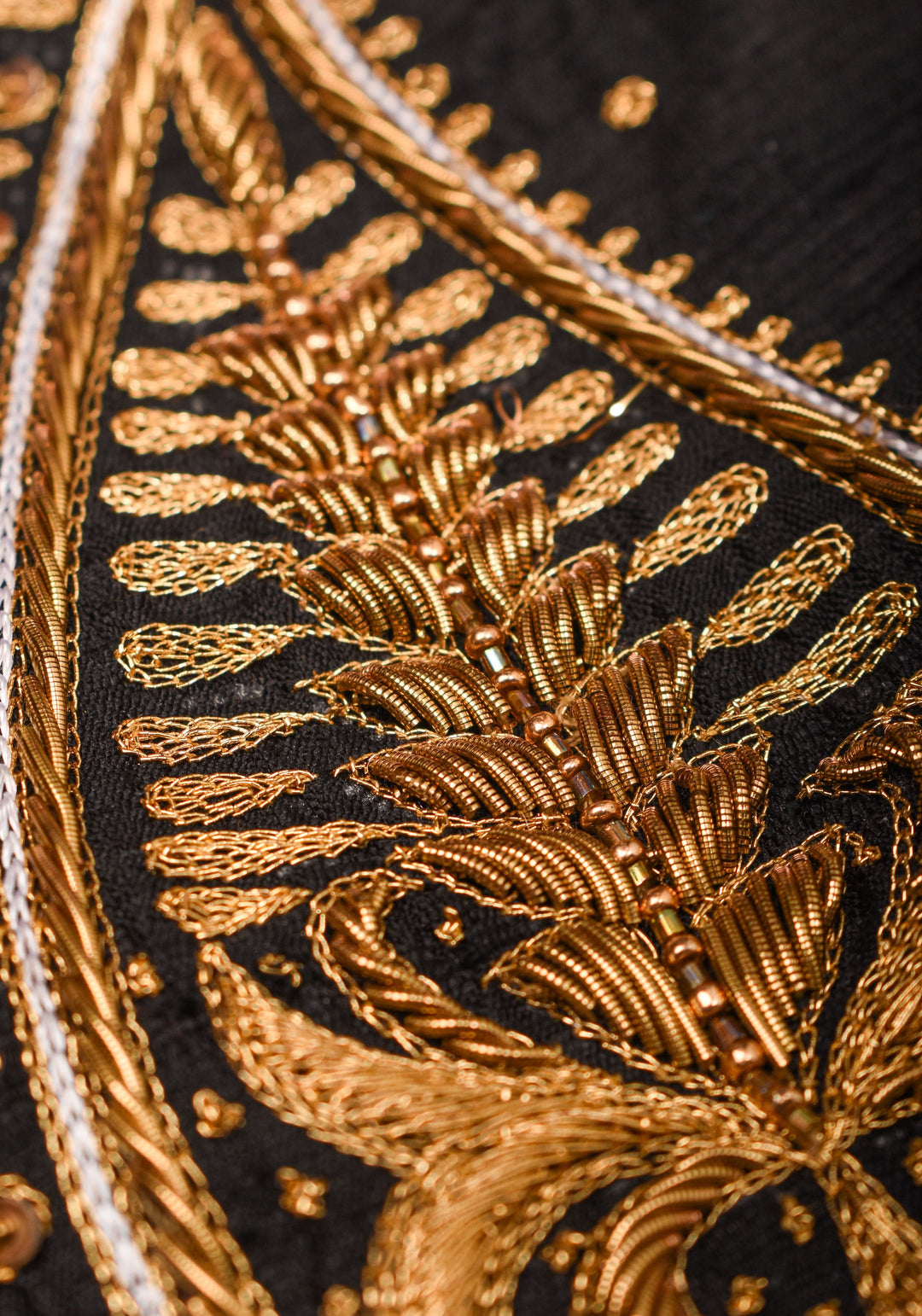 Ivory and Black Bandgala & Full sleeves blouse with Paisley Zardosi Hand embroidery, Made to Order
