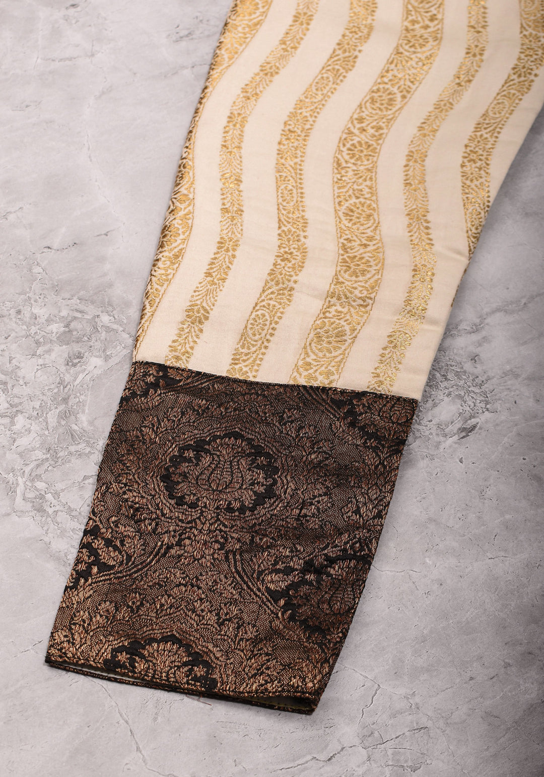 Ivory and Black Bandgala & Full sleeves blouse with Paisley Zardosi Hand embroidery, Made to Order