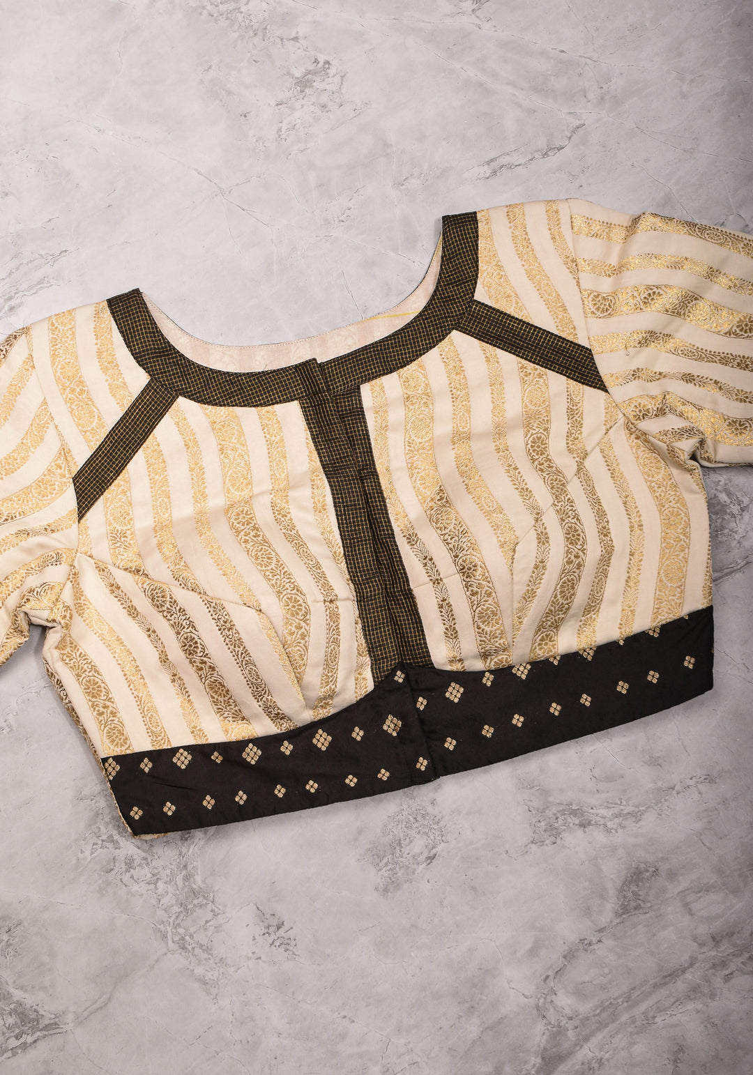 Ivory and Black Bandgala & Full sleeves blouse with Paisley Zardosi Hand embroidery, Made to Order