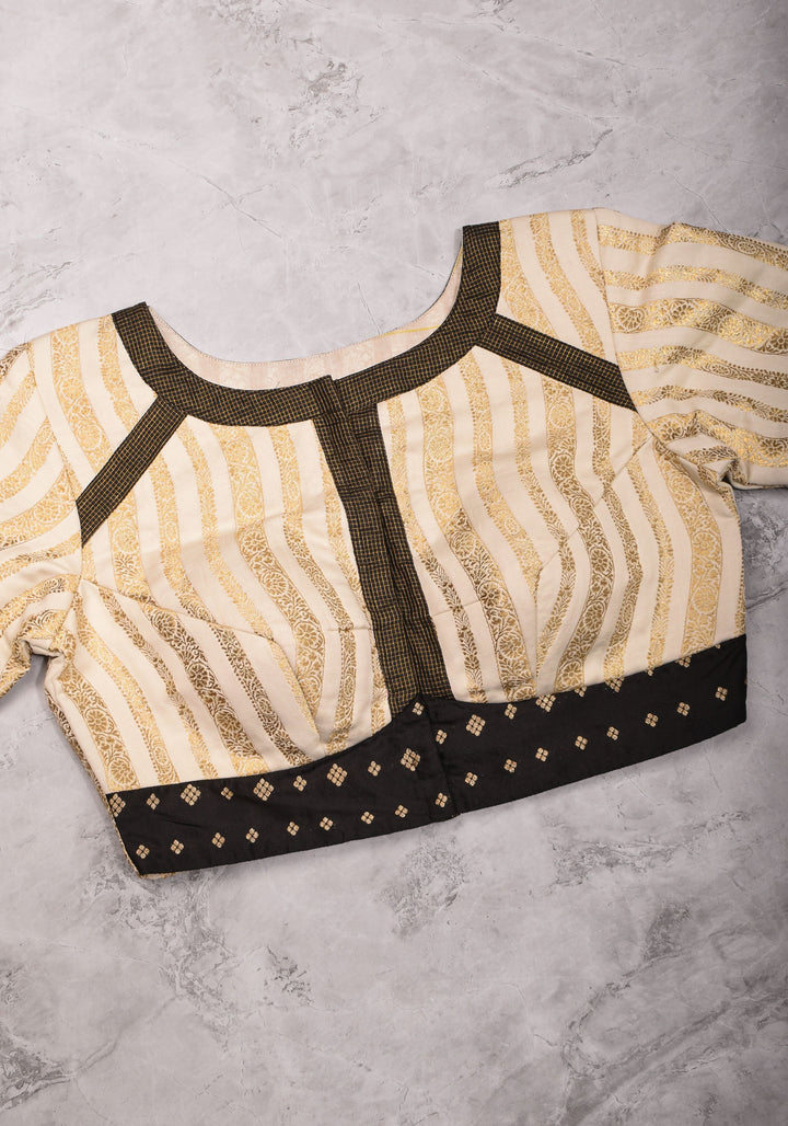 Ivory and Black Bandgala & Full sleeves blouse with Paisley Zardosi Hand embroidery, Made to Order