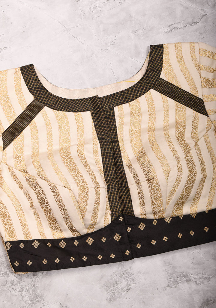 Ivory and Black Bandgala & Full sleeves blouse with Paisley Zardosi Hand embroidery, Made to Order
