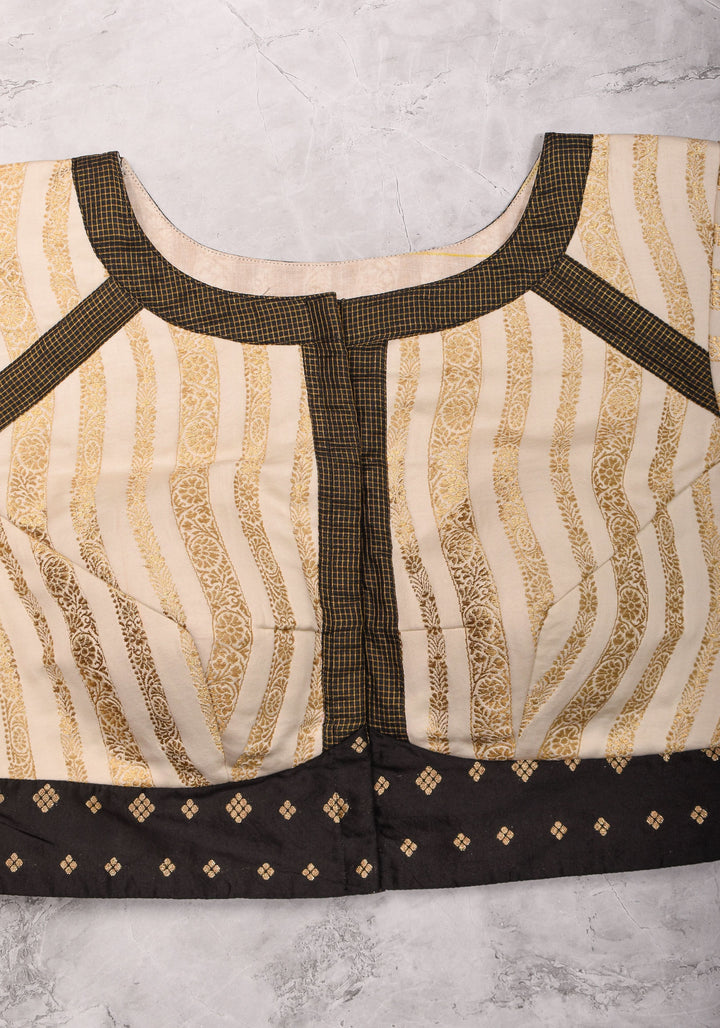 Ivory and Black Bandgala & Full sleeves blouse with Paisley Zardosi Hand embroidery, Made to Order