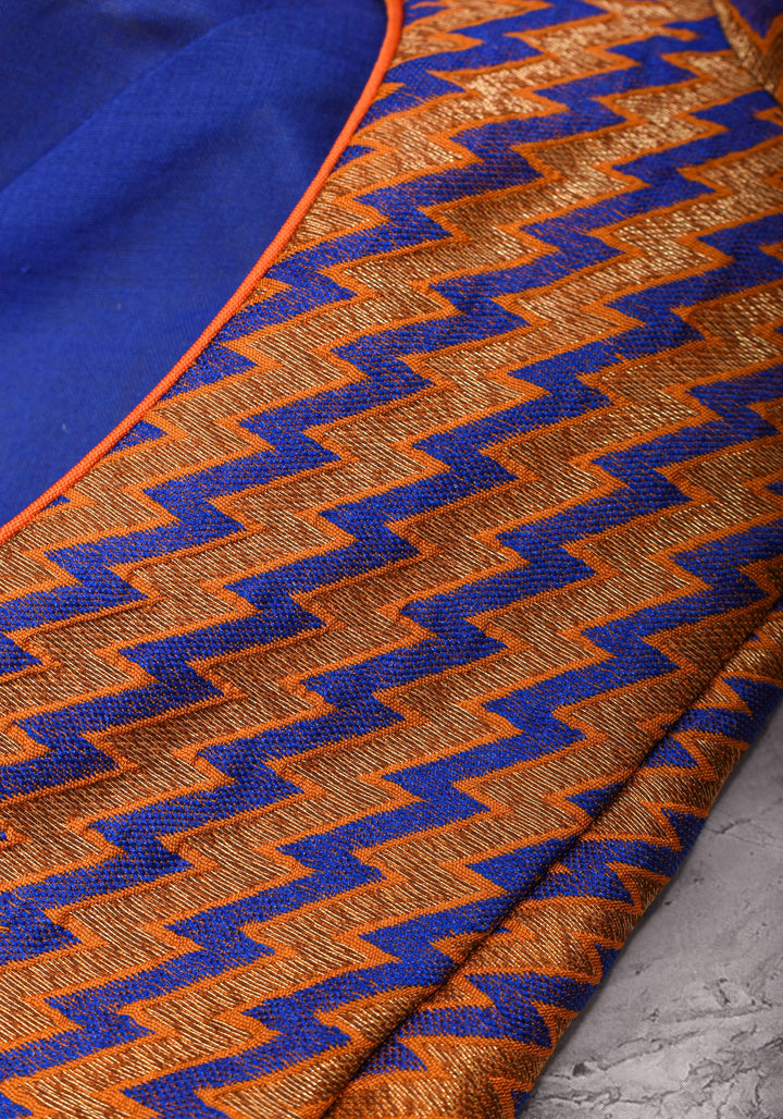 Purple Orange Jacquard brocade boat neck blouse with back detailing, Made to Order