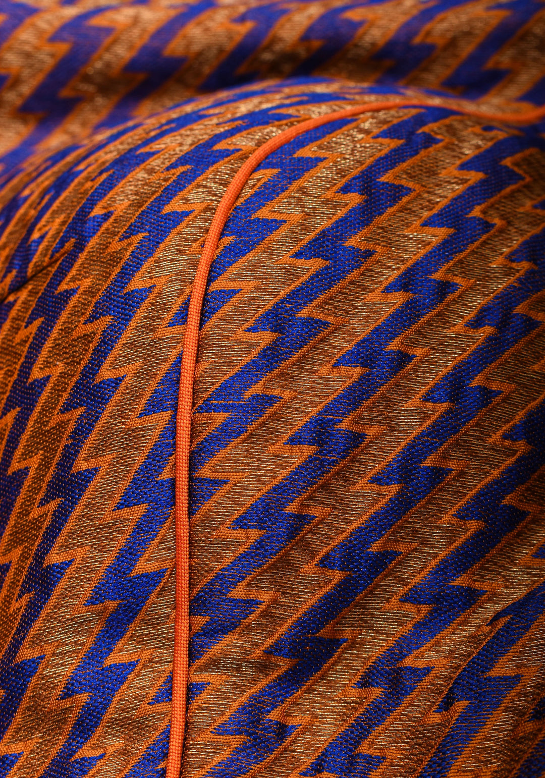 Purple Orange Jacquard brocade boat neck blouse with back detailing, Made to Order
